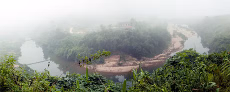 The sound of the cocks and the river in a shape of a half moon creates a wonderful picture