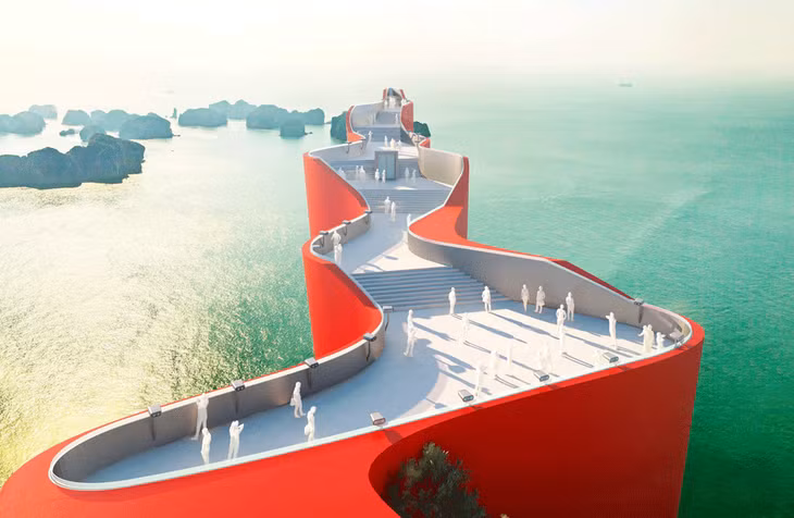 Of which, a national flag symbol and a balcony system on the top of Bai Tho mountain will create an open space for locals and visitors to overlook Ha Long Bay from above.