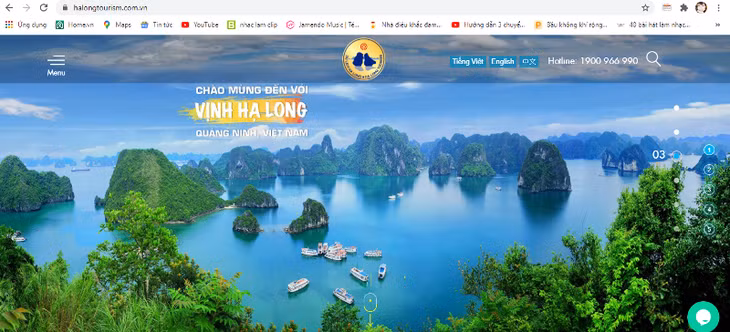 The website in 3 languages: Vietnamese, English, Chinese