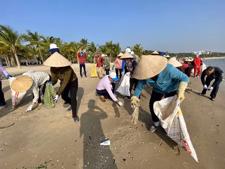 Over 300 participants together collected rubbish on the coast.