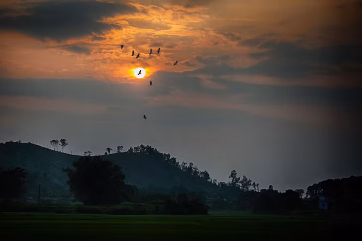 The picturesque scene of sunset.