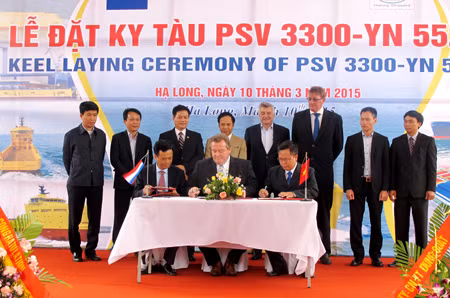 At the keel laying ceremony