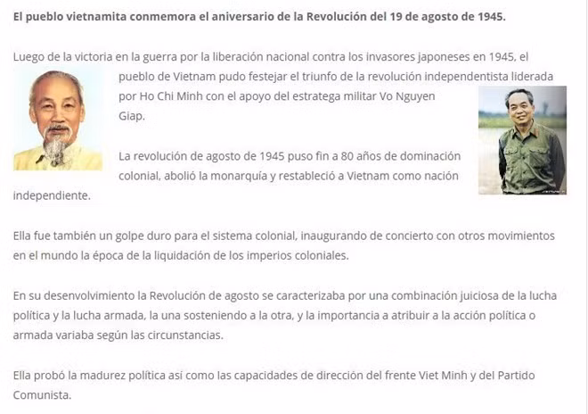Argentine media spotlights Vietnam’s August Revolution