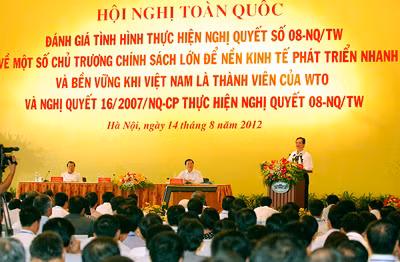 Prime Minister Nguyen Tan Dung presides over the national conference, Hanoi, August 14, 2012 - Photo: VGP/Nhat Bac