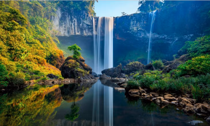 K50 waterfall lies in the Kon Chu Rang Nature Reserve in the Central Highland Gia Lai Province.