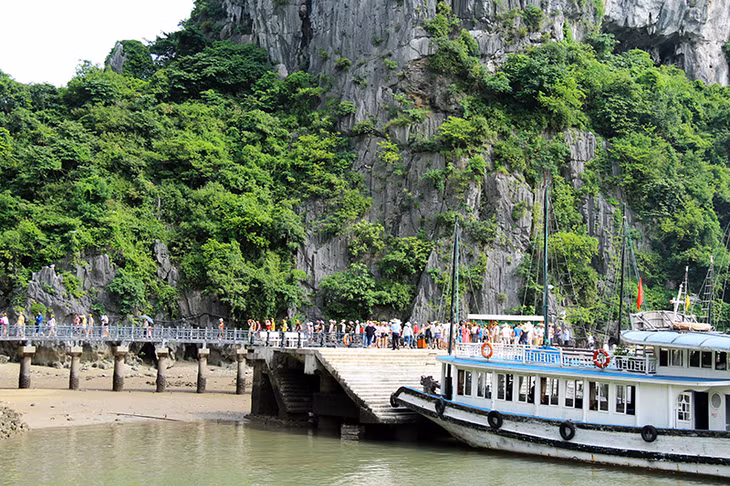 Tourists visiting Ha Long Bay
