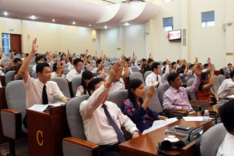 Delegates vote to adopt the plan.