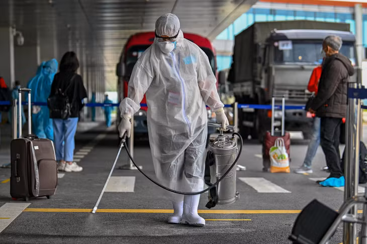 ...and the areas for passengers were sprayed with disinfectant 