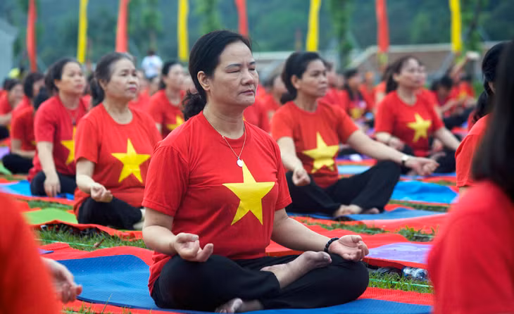 The yoga performance attracted more than 800 yogis and trainers from 30 clubs in the northern provinces.