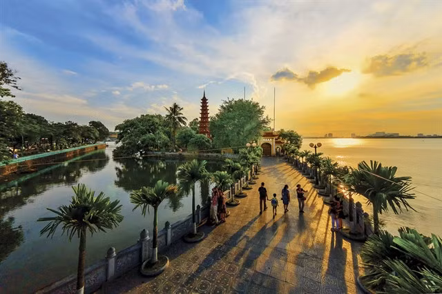 Trấn Quốc Pagoda in Hà Nội. The city is among top 10 domestic cities that are most searched by Vietnamese tourists looking for a summer vacation. — Photo courtesy of Hà Nội Tourism Department