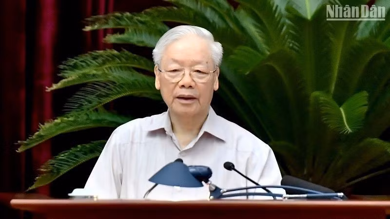 Party General Secretary Nguyen Phu Trong speaks at the conference. (Photo: NDO/Dang Khoa)