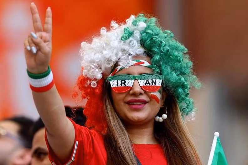 An Iran fan inside the stadium before their match against England. (Photo: REUTERS)