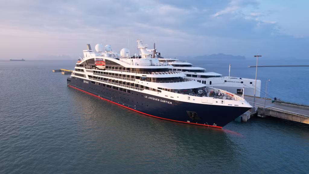 The international cruise ship Le Jacques Cartier at Ha Long International Cruise Port.