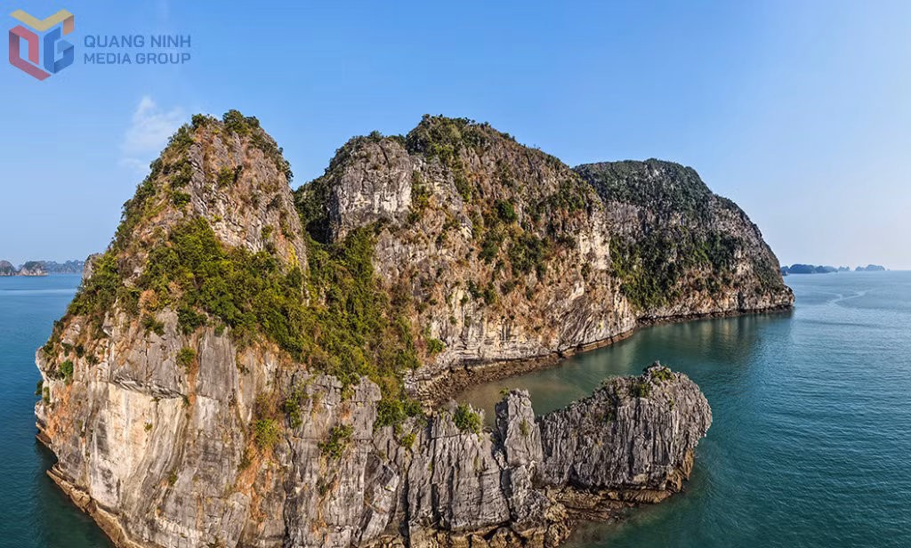 A limestone island curving like a giant bow.