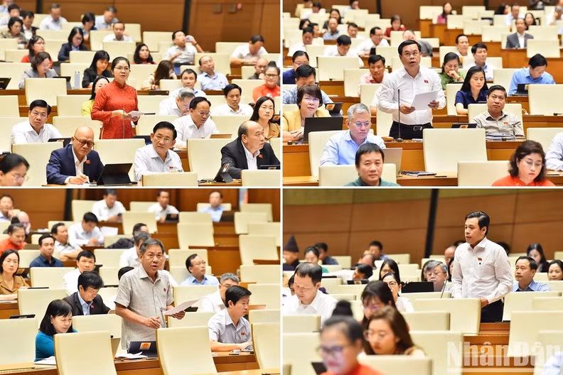 National Assembly delegates from provinces and cities express opinions and debate at the session.