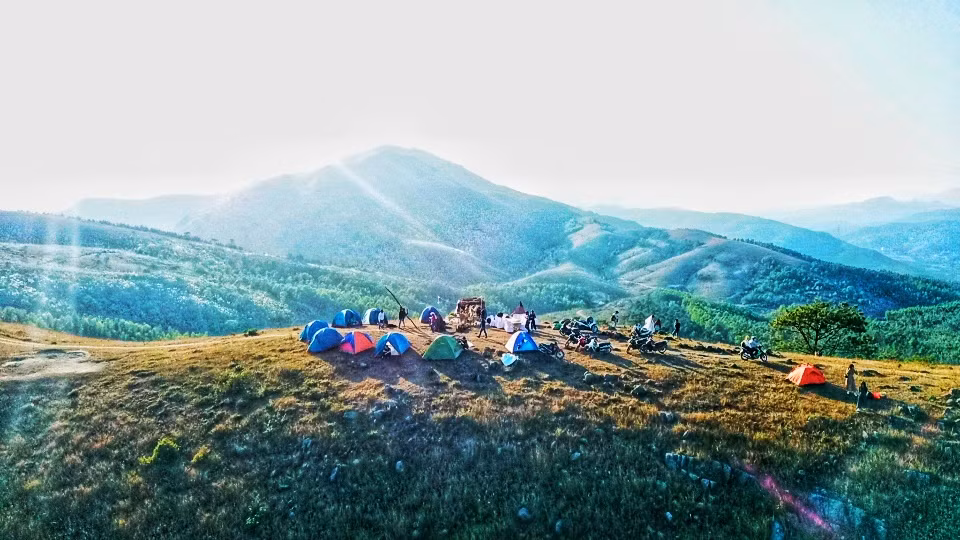 Tourists can hire camping tents to enjoy the natural beauty.