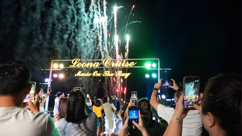 Visitors aboard the cruise ships capture memorable moments amid the festive atmosphere.