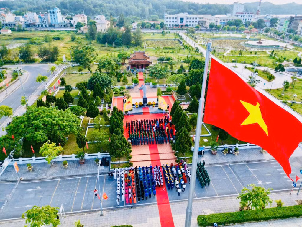 A flag-raising ceremony on Co To frontline island.