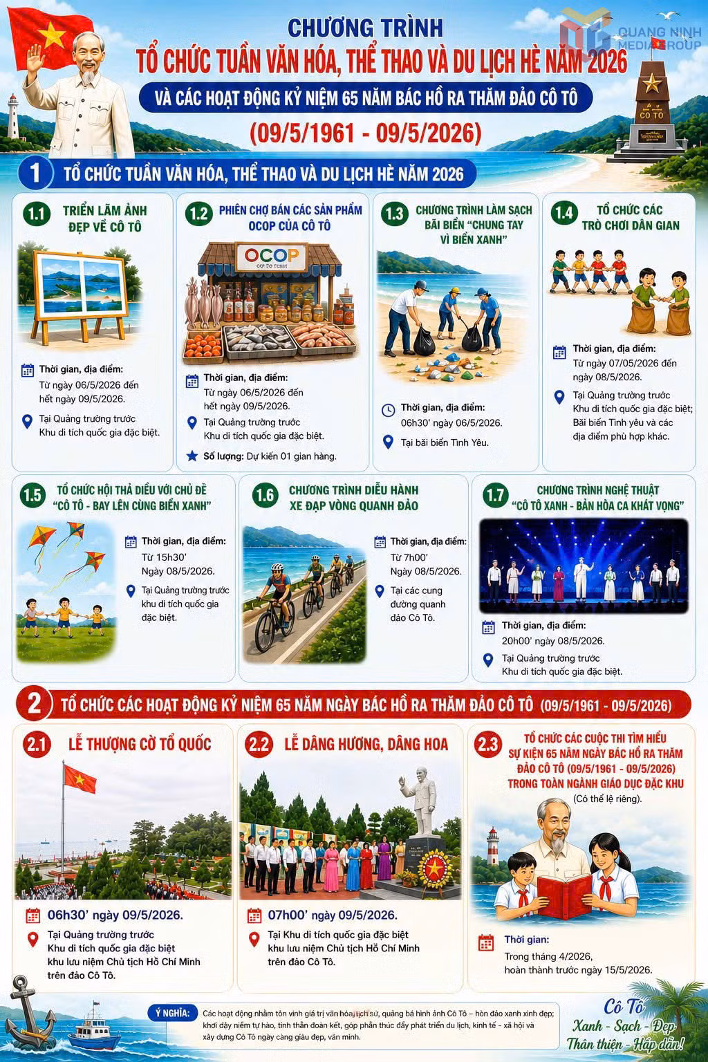 A wide range of distinctive cultural and tourism events will be held during the Co To Summer Culture, Sports and Tourism Week 2026