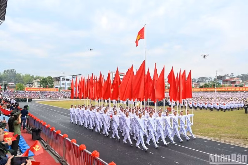 The formation of flags.