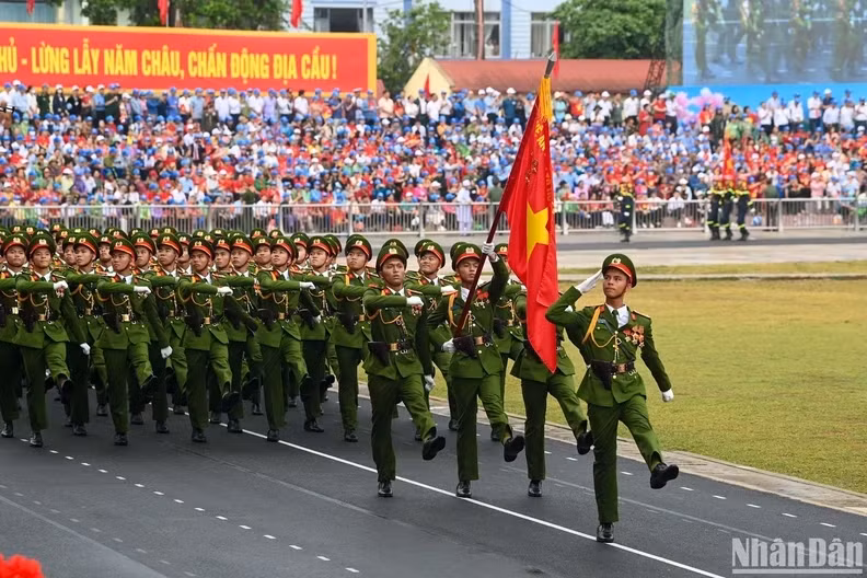 The formation of male People's Police officers.