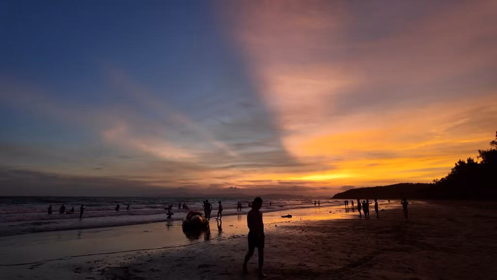 Romantic sunset over the beach