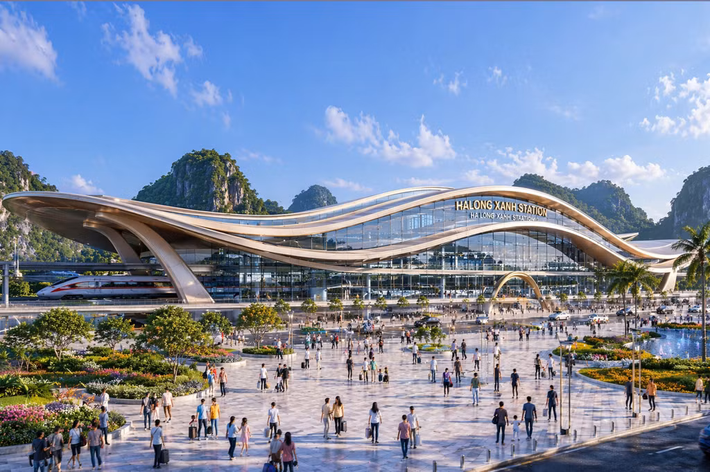 Conceptual rendering of the proposed Ha Long Xanh Station design.