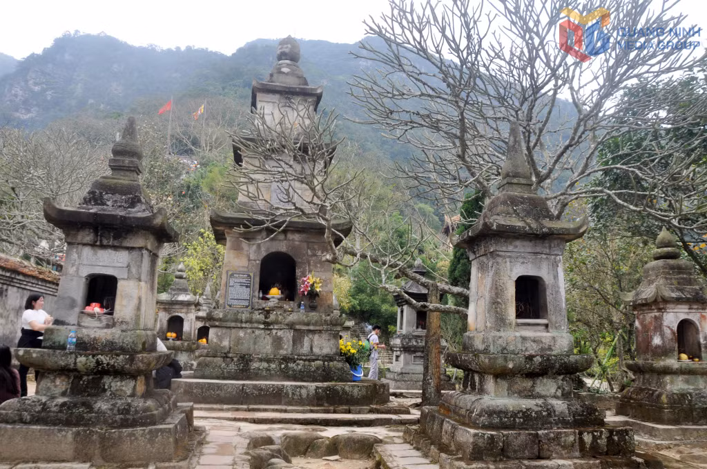Hue Quang Stupa Garden is home to nearly 100 stupas housing the remains of Zen masters who practiced at Yen Tu.