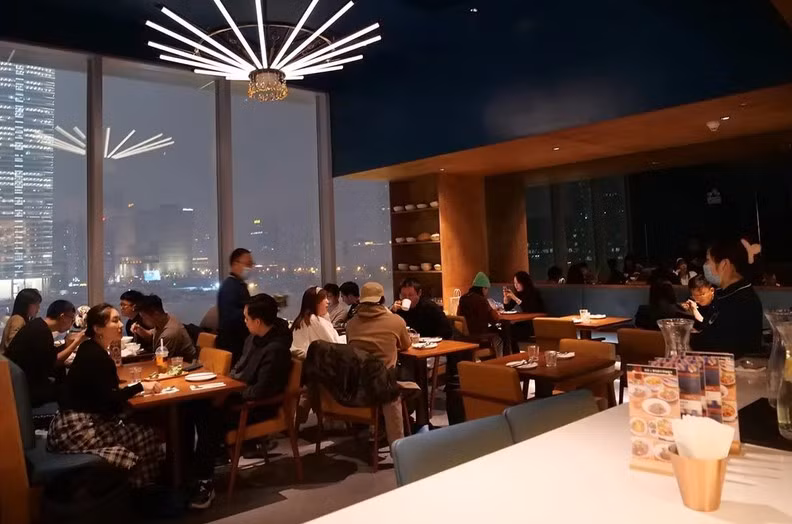 A corner of the restaurant in Beijing.