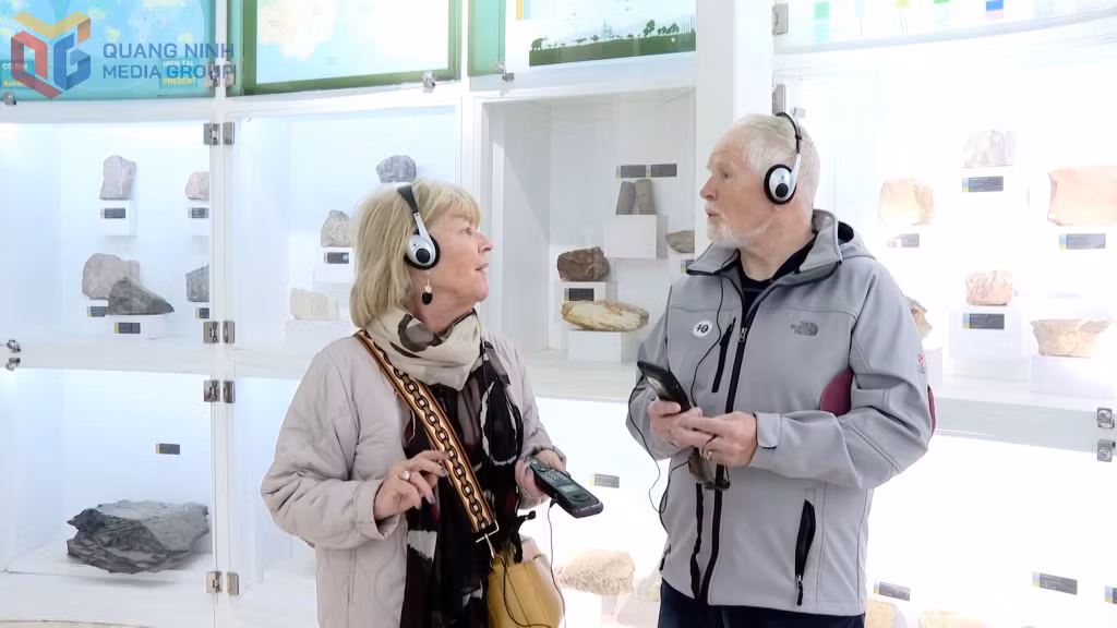 International visitors experience an automated audio guide at the Quang Ninh Museum.