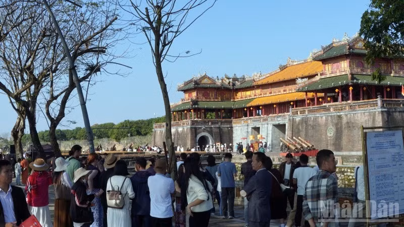 Visitors explore historical relic sites in Hue.