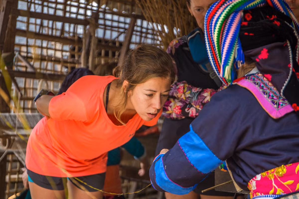 Traditional Hmong weaving turns flax into fabric