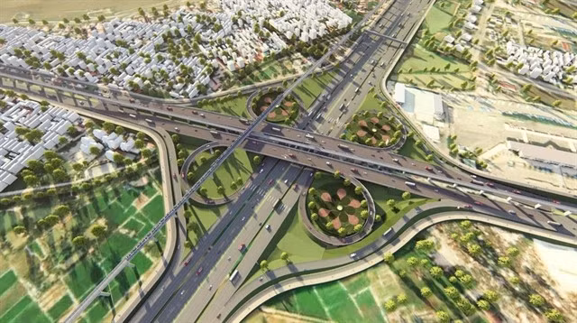 An illustration of the stretch of Ring Road 4 that crosses the National Highway 6. Started being built in June 2023, Ring Road 4 is an important infrastructure project that connects Hà Nội with Hưng Yên and Bắc Ninh Provinces, where several industrial parks are based. — Photo courtesy of the Hà Nội People's Committee
