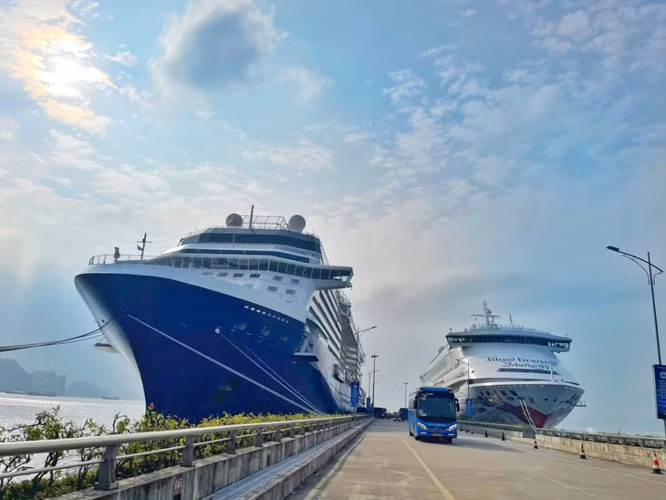 Blue Dream Melody and Celebrity Solstice cruise ships arrived at Ha Long International Cruise Port on November 18.