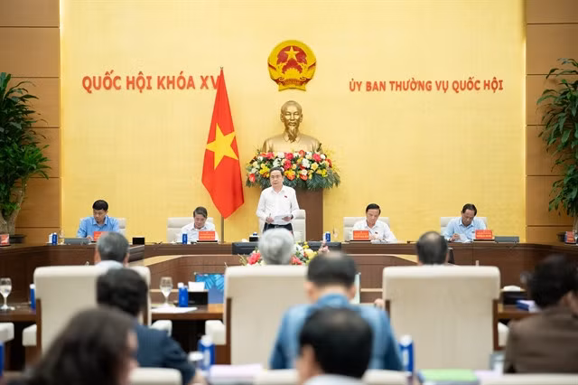 National Assembly Chairman Trần Thanh Mẫn chairs the preparatory meeting on Sunday ahead of the upcoming plenary session. — Photo courtesy of the National Assembly e-Portal