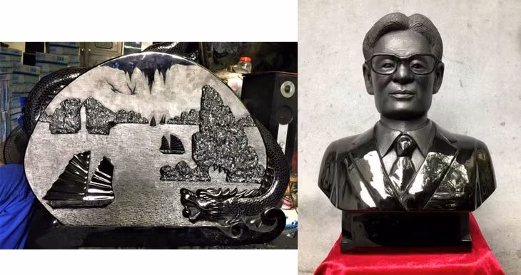 Unique coal carving artworks.