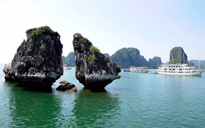 The beauty of Trong Mai Islet (rock of 'the kissing cocks') in Ha Long Bay (Photo: Anh Son)