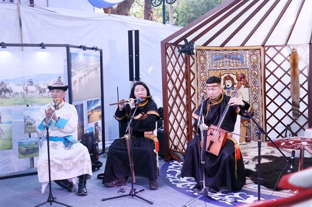 A booth organised by the Mongolian Ministry of Environment and Tourism and the Mongolia Tourism Organization promoted the country's culture. — VNA/VNS Photo