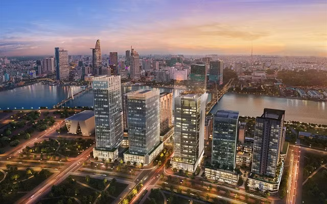 Office buildings in HCM City. The information-technology, pharmaceutical, banking, and high-tech sectors will remain the main engines of office demand in HCM City. -- Photo from Internet
