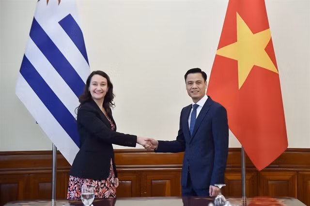 Vice Minister of Foreign Affairs of Uruguay, Ambassador Valeria Csukasi (left), with Vice Minister of Foreign Affairs of Việt Nam Đặng Hoàng Giang at the fifth Bilateral Political Consultation. Photo courtesy of MOFA Việt Nam
