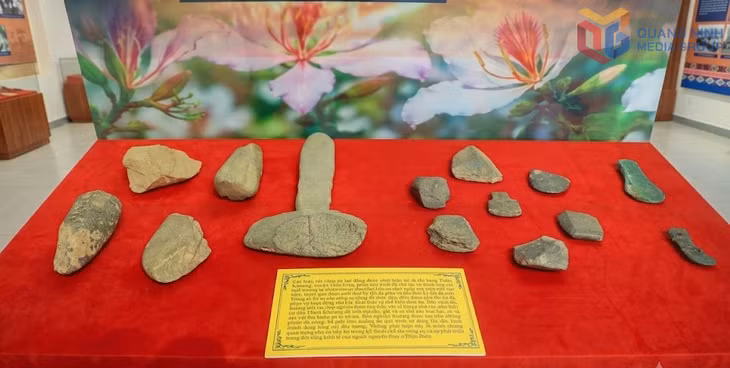 Stone Age tools are displayed as part of the exhibition