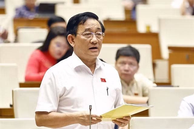 Deputy Trần Quốc Tuấn from Trà Vinh Province speaks at the 9th session of the 15th National Assembly on Wednesday. VNA/VNS Photo