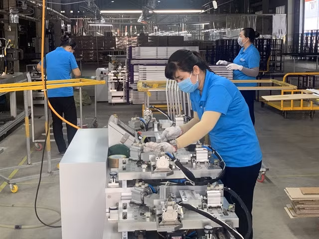 Workers at the electronic parts manufacturer Pavonine Vina - a South Korean FDI company based in Bà Rịa-Vũng Tàu Province. — VNA/VNS Photo Hoàng Nhị