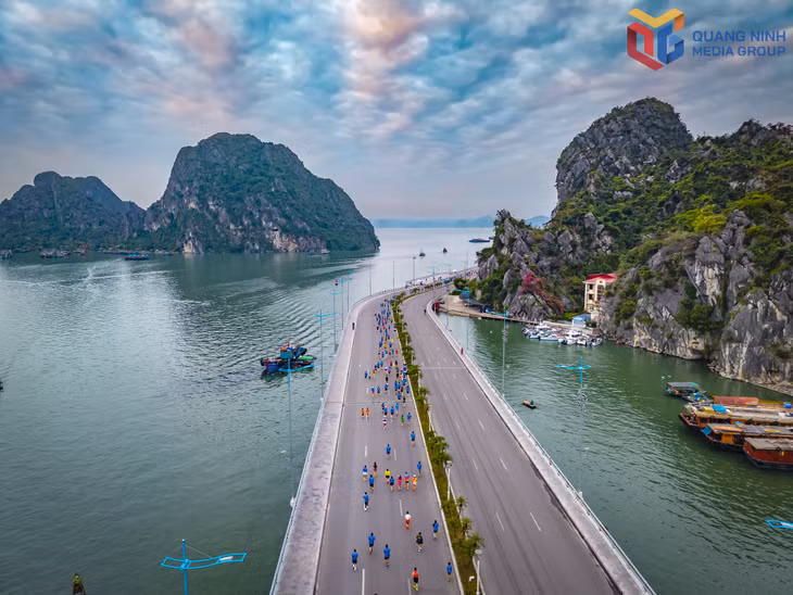 The Ha Long Bay Heritage Marathon route offers runners a unique experience amid spectacular natural scenery.
