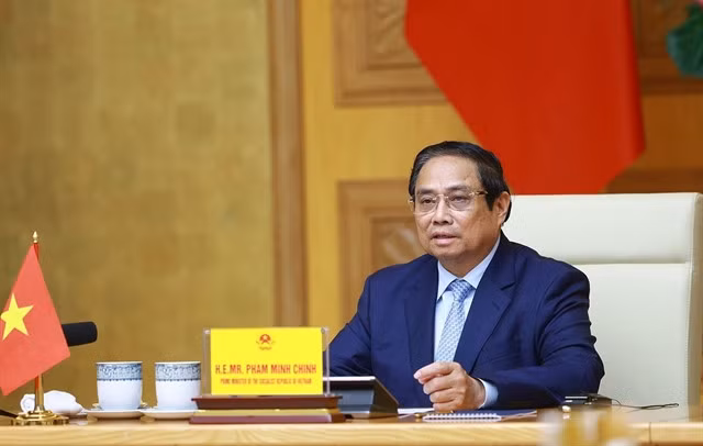 Prime Minister Phạm Minh Chính addresses the high-stake virtual summit on climate action on April 24. — VNA/VNS Photo