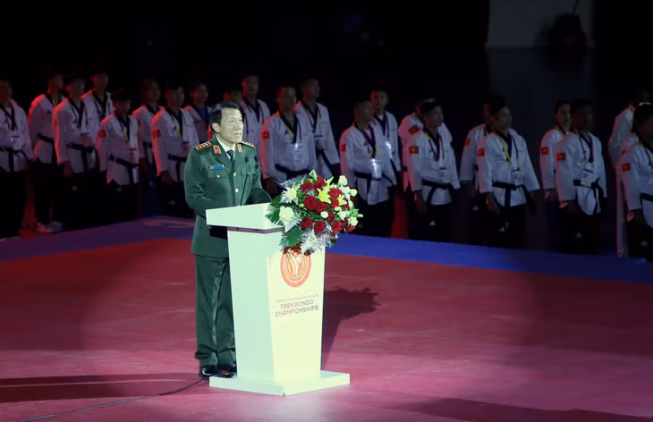 General Luong Tam Quang, Politburo member and Minister of Public Security, delivered the opening speech at the 2024 Asian Police Taekwondo Open Championship.