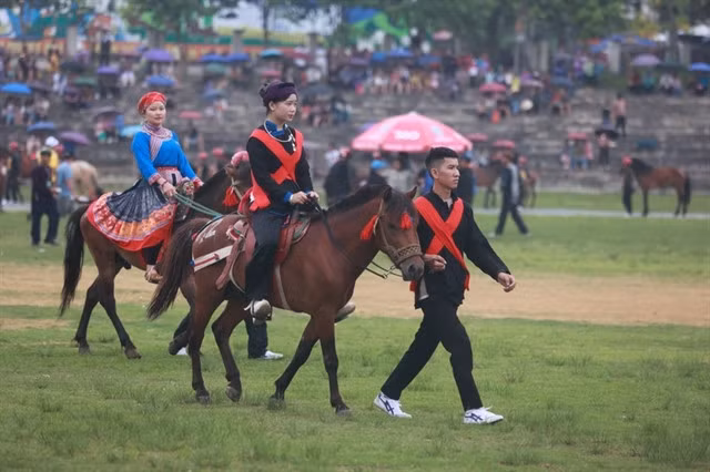 The horses and their riders participated in a parade before entering the qualifying round. Photo baophapluat.vn