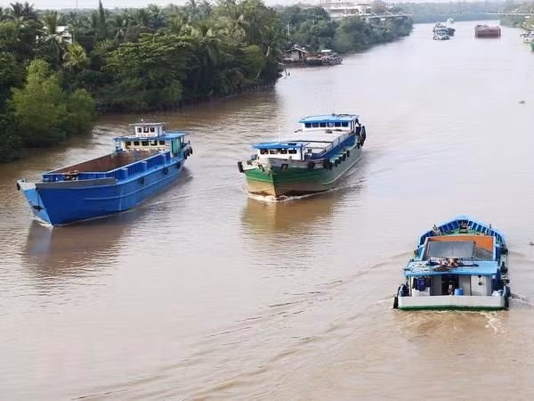 Boats travelling on the Chợ Gạo Canal, Tiền Giang Province. — VNA/VNS Photo