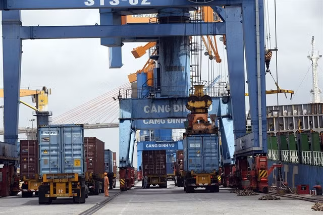 Containers loaded and unloaded in ĐìnhVũ Port. — VNA/VNS Photo