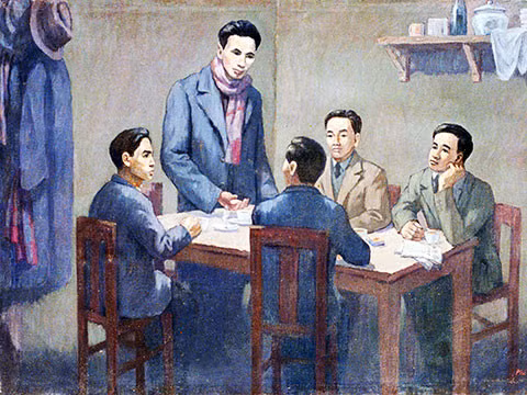 The painting depicts the founding conference of the Communist Party of Việt Nam on February 3, 1930. — VNA/VNS Photo